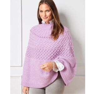 NWT Talbots Lilac Purple Chunky Cable Knit Poncho Sweater Size XS